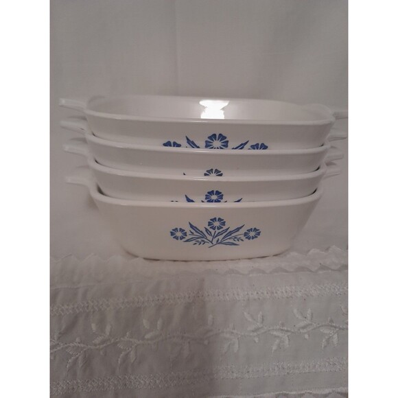 Corning Ware Blue Cornflower Mini Casserole Dishes Set of 4 Vintage - Picture 1 of 7